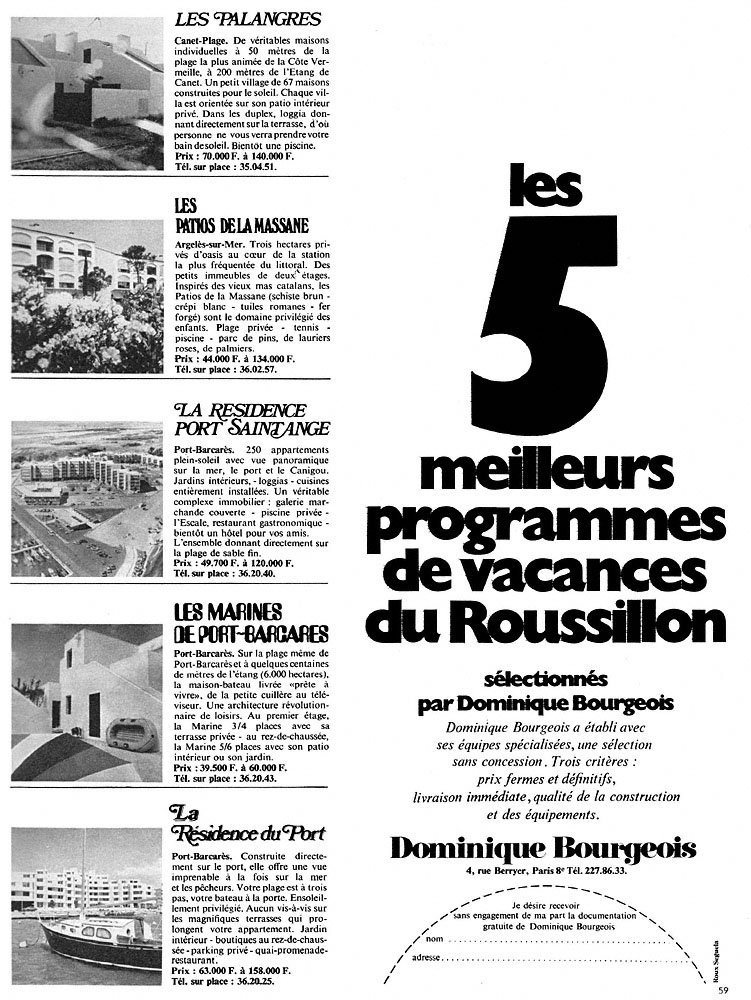 Publicit� Dominique Bourgeois 1970